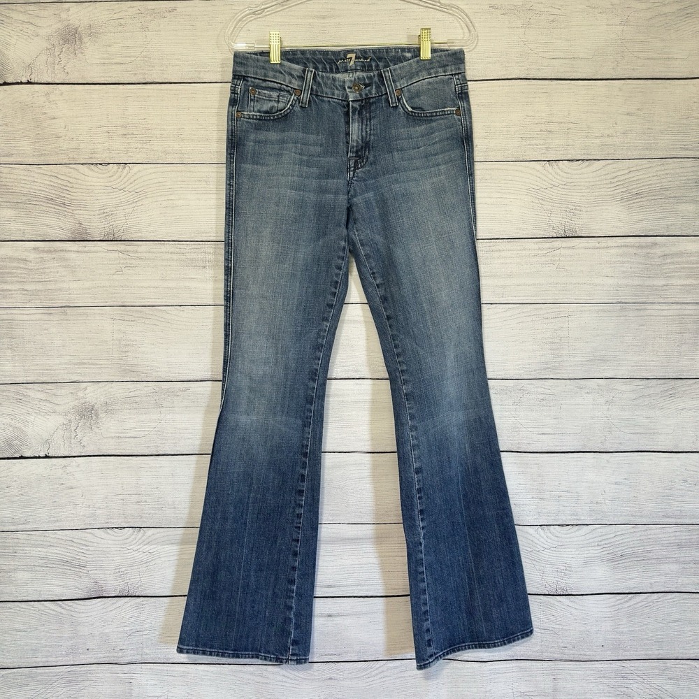 7 For All Mankind Womens Flared Jeans Size 28 Embroidered Pocket Western Rodeo‎ - Picture 3 of 7